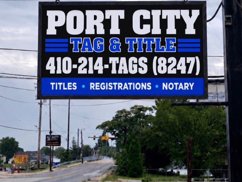 Port City Tag & Title location in Baltimore